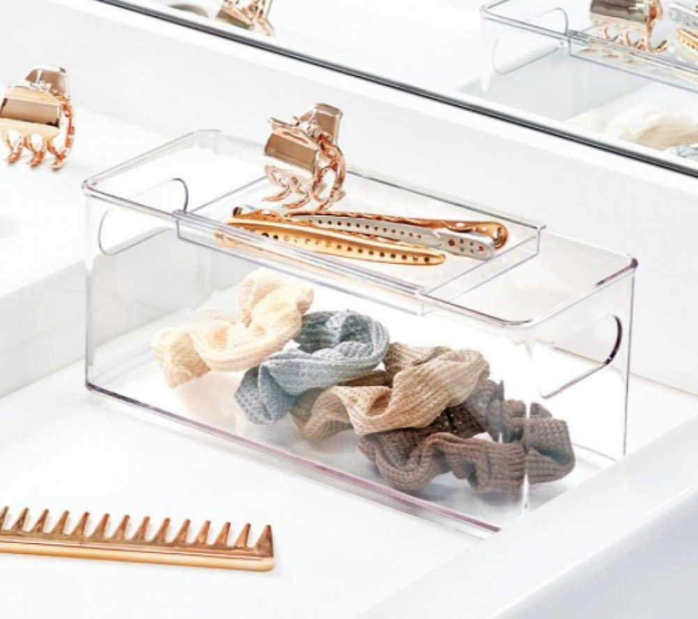Container with sliding lid, THE HOME EDIT HAIR ACCESSORY BIN, Transparent in the group Storage / Bathroom storage at SmartaSaker.se (41817)