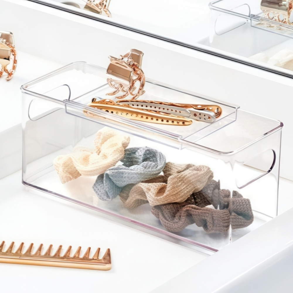 Container with sliding lid, THE HOME EDIT HAIR ACCESSORY BIN, Transparent in the group Storage / Bathroom storage at SmartaSaker.se (41817)