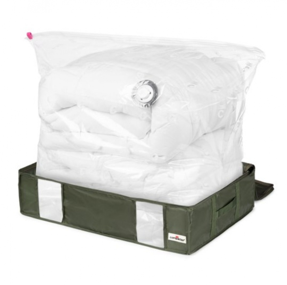 Box with vacuum bag, 145 L, ECOLOGICAL GREEN BOX, LARGE, 65 x 45 x H 15,5 cm, Green in the group Storage / Wardrobe storage / Vacuum storage / Vacuum bags with boxes at SmartaSaker.se (41818)
