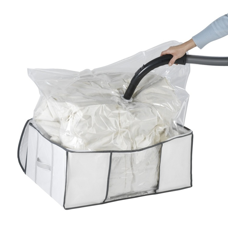 Box with vacuum bag, SOFT BOX, LARGE, 65 x 50 x H25 cm, White in the group Storage / Wardrobe storage / Vacuum storage / Vacuum bags with boxes at SmartaSaker.se (41823)
