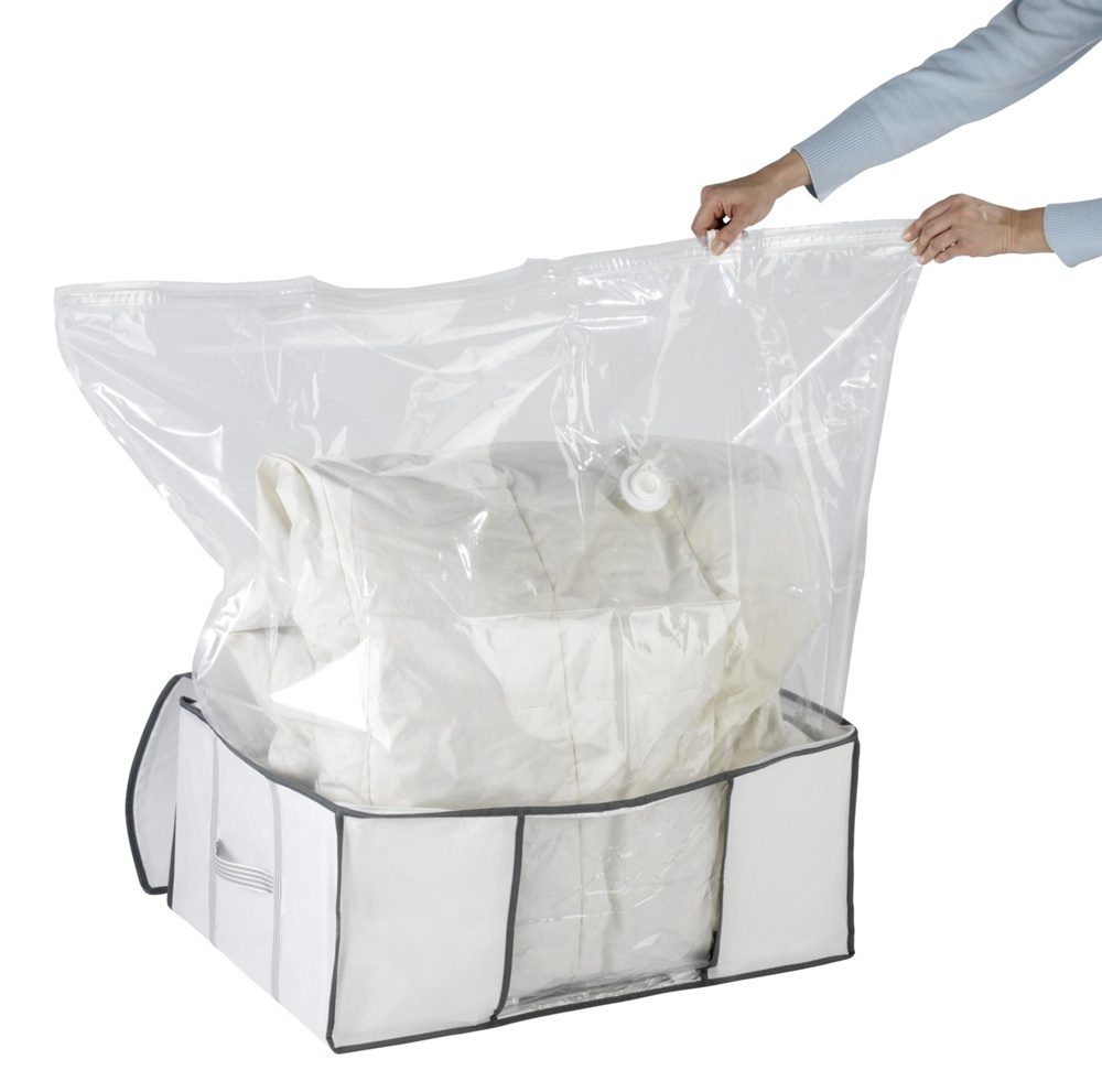 Box with vacuum bag, SOFT BOX, LARGE, 65 x 50 x H25 cm, White in the group Storage / Wardrobe storage / Vacuum storage / Vacuum bags with boxes at SmartaSaker.se (41823)