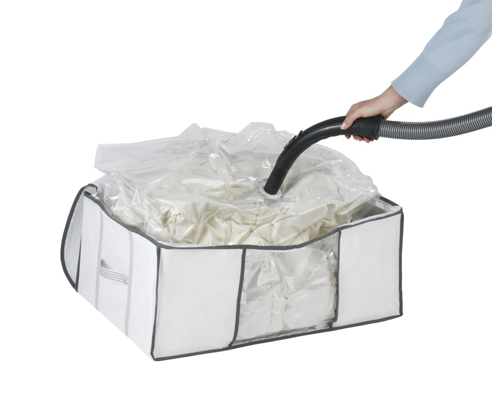 Box with vacuum bag, SOFT BOX, LARGE, 65 x 50 x H25 cm, White in the group Storage / Wardrobe storage / Vacuum storage / Vacuum bags with boxes at SmartaSaker.se (41823)