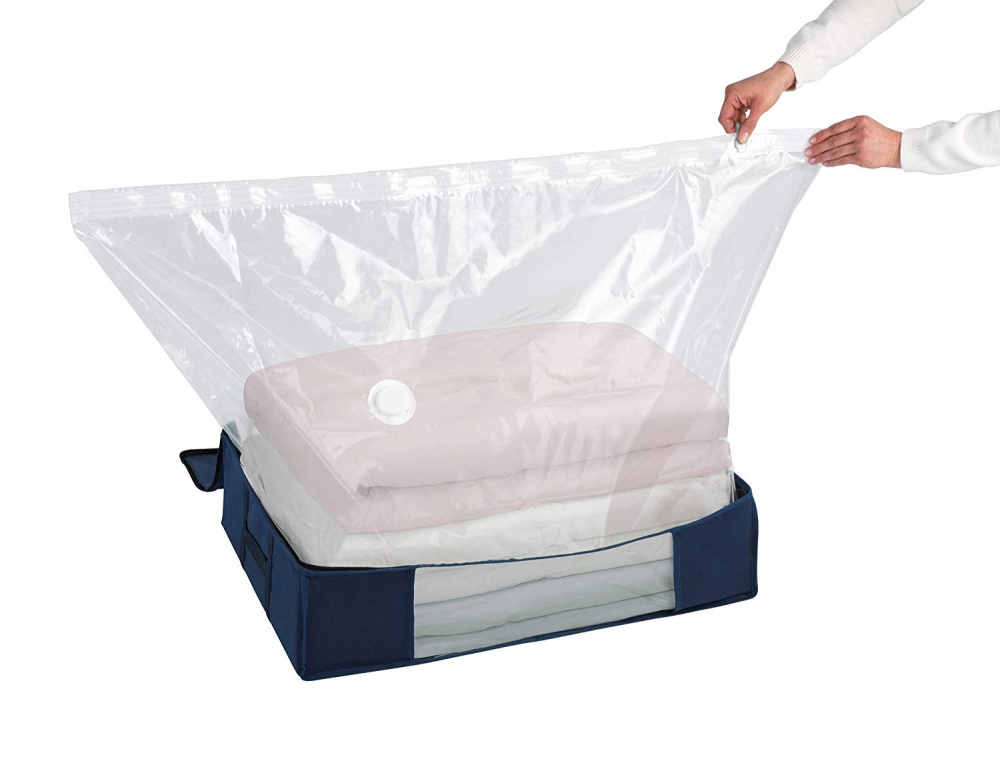 Box with vacuum bag, SOFT BOX AIR, MEDIUM, 65 x 50 x H15 cm, blue in the group Storage / Wardrobe storage / Vacuum storage / Vacuum bags with boxes at SmartaSaker.se (41824)