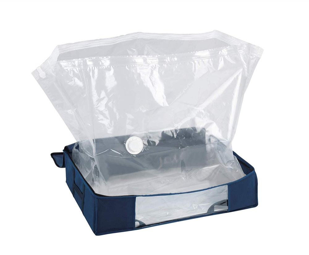 Box with vacuum bag, SOFT BOX AIR, MEDIUM, 65 x 50 x H15 cm, blue in the group Storage / Wardrobe storage / Vacuum storage / Vacuum bags with boxes at SmartaSaker.se (41824)