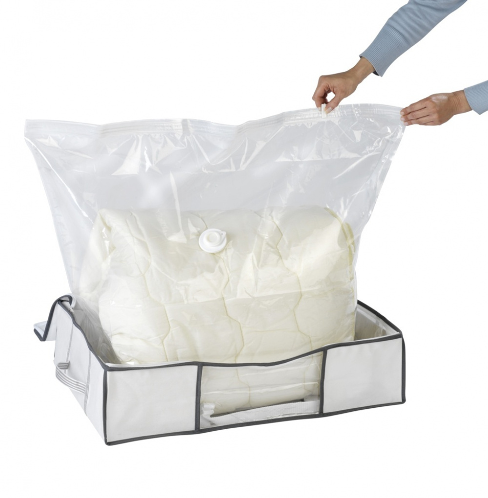 Box with vacuum bag, SOFT BOX, MEDIUM, 65 x 50 x H 15 cm, White in the group Storage / Wardrobe storage / Vacuum storage / Vacuum bags with boxes at SmartaSaker.se (41825)