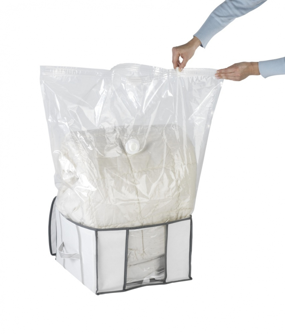 Box with vacuum bag, SOFT BOX, SMALL, 42 x 40 x H 25 cm, White in the group Storage / Wardrobe storage / Vacuum storage / Vacuum bags with boxes at SmartaSaker.se (41826)