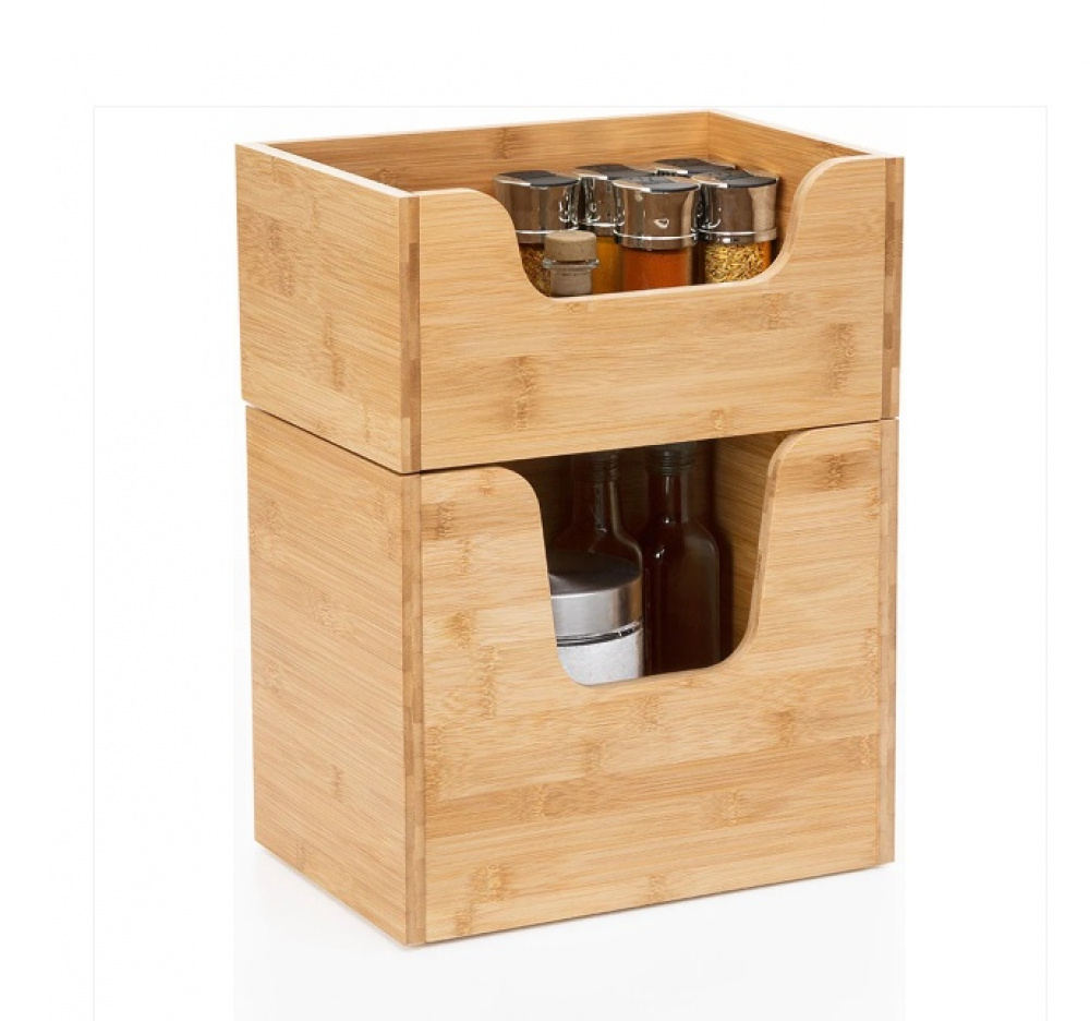 Storage bin open front, STACK LARGE BAMBOO BASKET, 31,5 x 21,5 x H 26,5 cm, Nature in the group Storage / Storage boxes at SmartaSaker.se (41830)