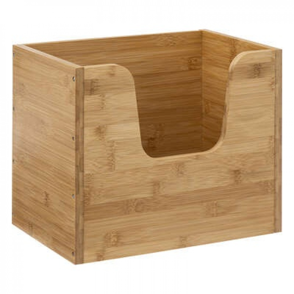 Storage bin open front, STACK LARGE BAMBOO BASKET, 31,5 x 21,5 x H 26,5 cm, Nature in the group Storage / Storage boxes at SmartaSaker.se (41830)