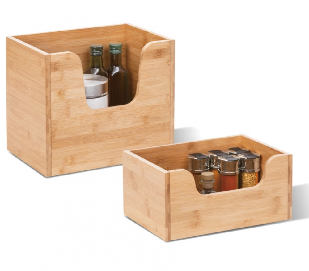 Storage bin open front, STACK LARGE BAMBOO BASKET, 31,5 x 21,5 x H 26,5 cm, Nature in the group Storage / Storage boxes at SmartaSaker.se (41830)