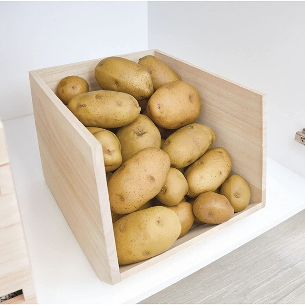 Storage bin, PAULOWNIA ECO WOOD OPEN FRONT, 25,4 x 29,2 x H 21 cm, Nature in the group Storage / Kitchen storage / Storage jars at SmartaSaker.se (41832)