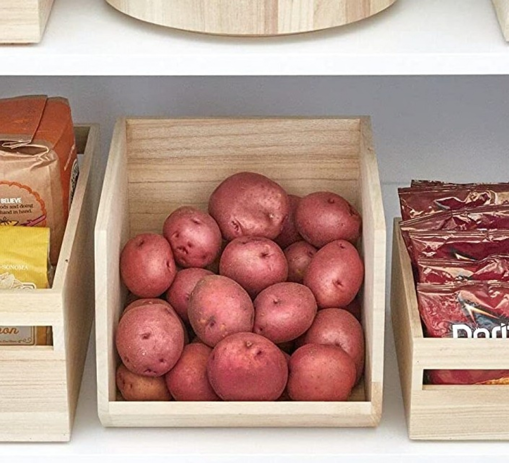 Storage bin, PAULOWNIA ECO WOOD OPEN FRONT, 25,4 x 29,2 x H 21 cm, Nature in the group Storage / Kitchen storage / Storage bins and jars at SmartaSaker.se (41832)