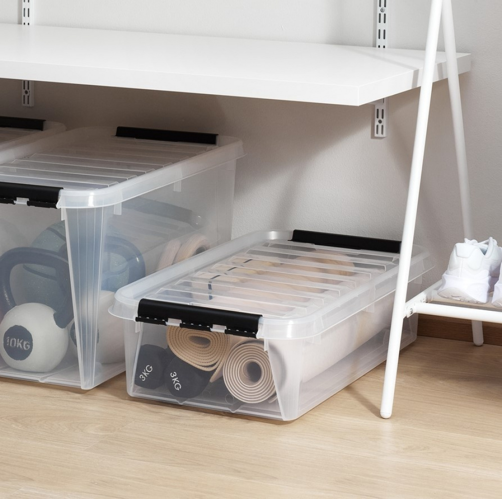 Box Under Bed with Wheels, SMARTSTORE 30L, CLASSIC, 72 x 40 x H19 cm, Transparent / Black in the group Storage / Bedroom storage / Under bed storage at SmartaSaker.se (41837)