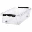 Box Under Bed with Wheels, SMARTSTORE 30L, CLASSIC, 72 x 40 x H19 cm, Transparent / Black