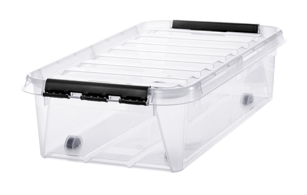 Box Under Bed with Wheels, SMARTSTORE 30L, CLASSIC, 72 x 40 x H19 cm, Transparent / Black in the group Storage / Bedroom storage / Under bed storage at SmartaSaker.se (41837)
