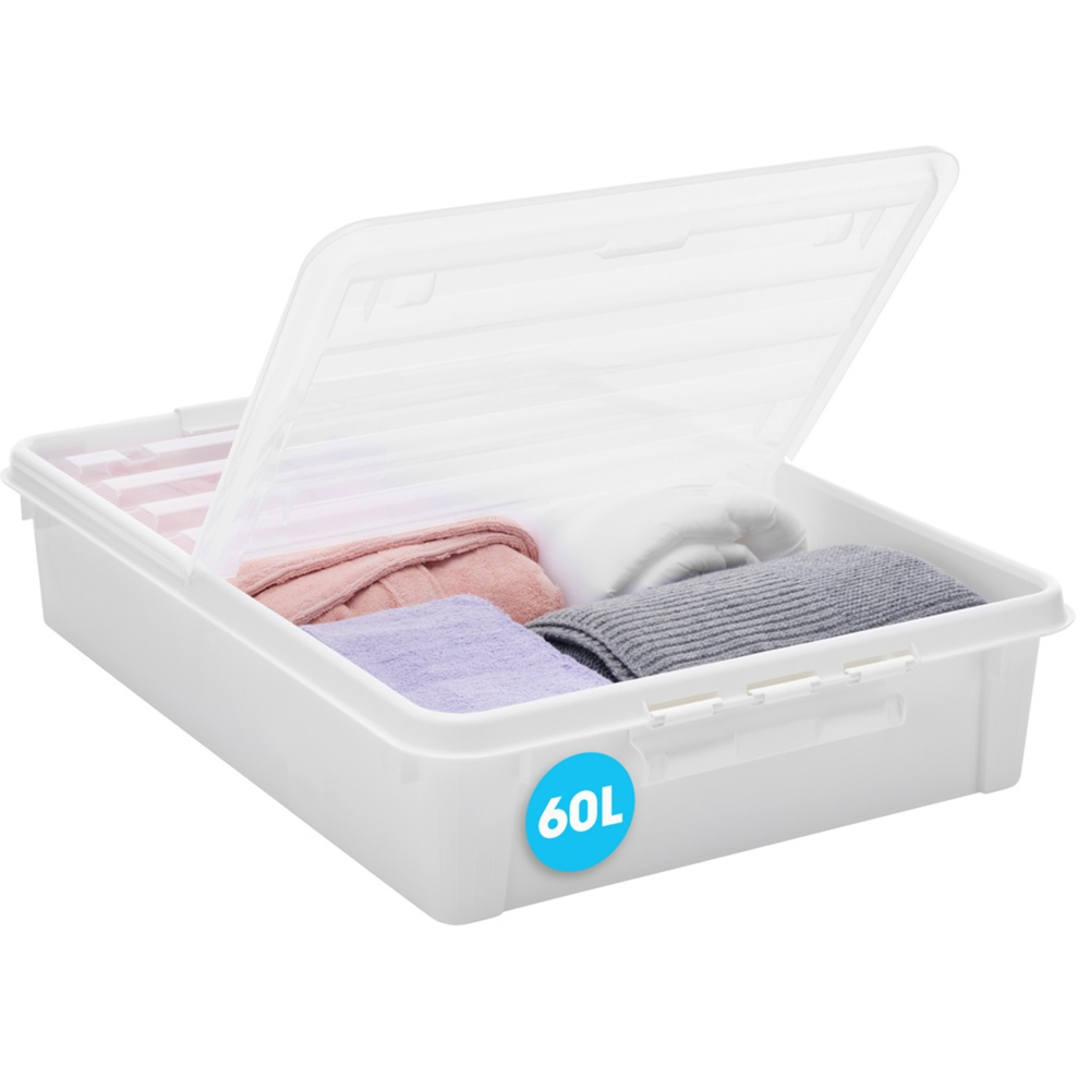 Box Under Bed with Wheels, SMARTSTORE BEDROLLER, 79 x 59 x H 18.5 cm, Vit / Transparent in the group Storage / Bedroom storage / Under bed storage at SmartaSaker.se (41838)