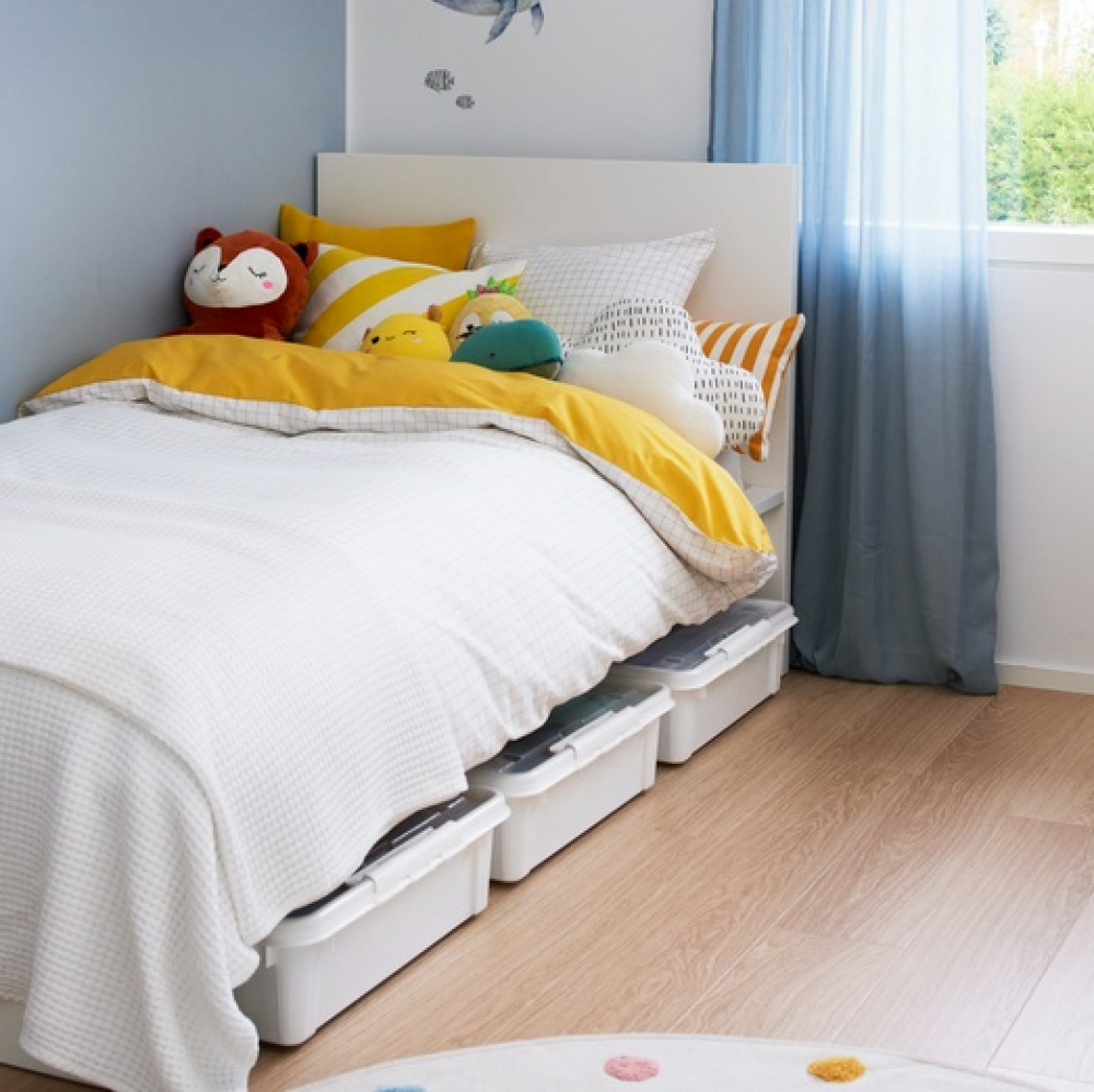 Box Under Bed with Wheels, SMARTSTORE BEDROLLER, 79 x 59 x H 18.5 cm, Vit / Transparent in the group Storage / Bedroom storage / Under bed storage at SmartaSaker.se (41838)