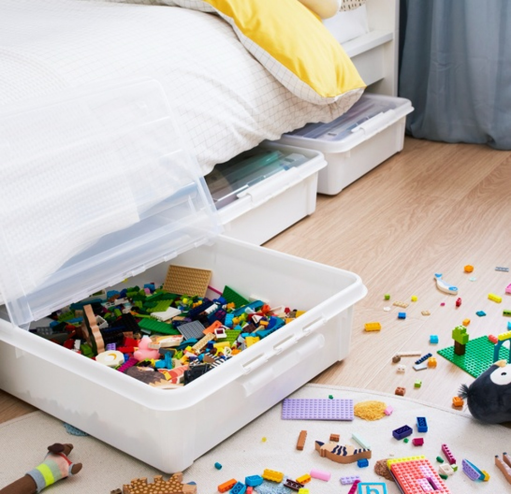 Box Under Bed with Wheels, SMARTSTORE BEDROLLER, 79 x 59 x H 18.5 cm, Vit / Transparent in the group Storage / Bedroom storage / Under bed storage at SmartaSaker.se (41838)