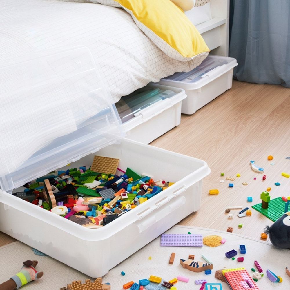 Box Under Bed with Wheels, SMARTSTORE BEDROLLER, 79 x 59 x H 18.5 cm, Vit / Transparent in the group Storage / Bedroom storage / Under bed storage at SmartaSaker.se (41838)