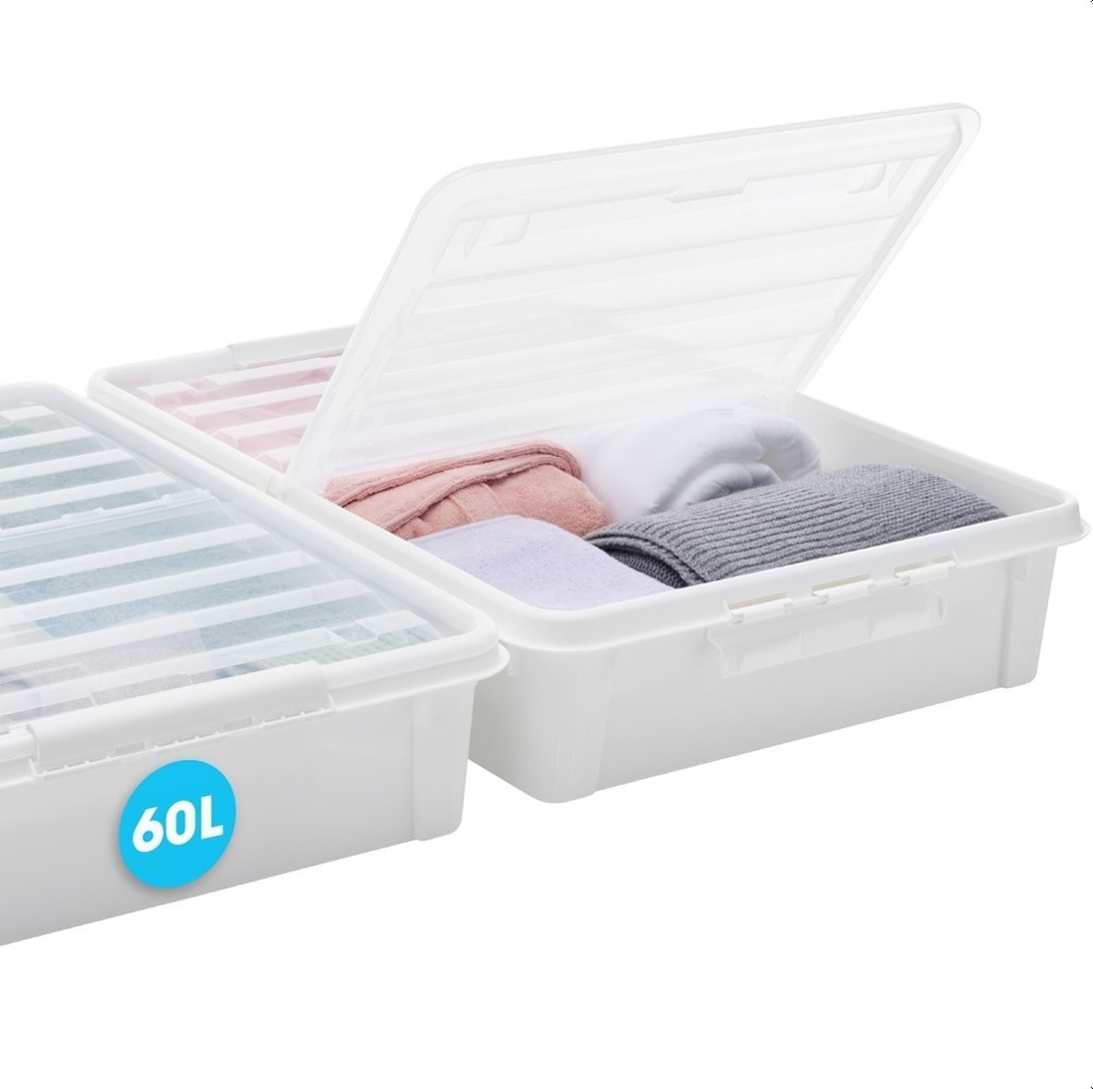 Box Under Bed with Wheels, SMARTSTORE BEDROLLER, 79 x 59 x H 18.5 cm, Vit / Transparent in the group Storage / Bedroom storage / Under bed storage at SmartaSaker.se (41838)