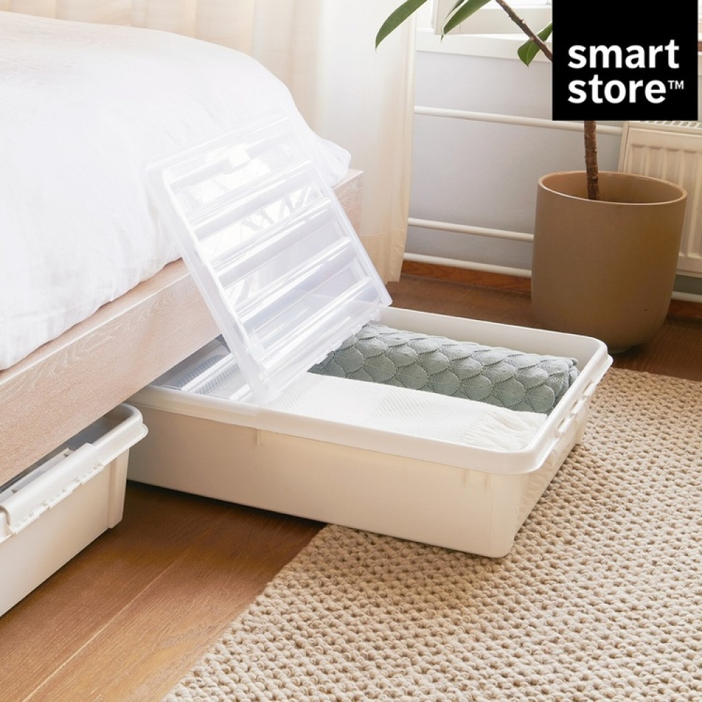Box Under Bed with Wheels, SMARTSTORE BEDROLLER, 79 x 59 x H 18.5 cm, Vit / Transparent in the group Storage / Bedroom storage / Under bed storage at SmartaSaker.se (41838)