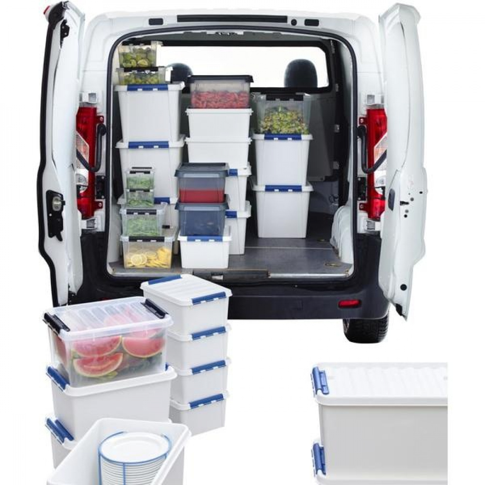 Storage Box, Extra durable, SMARTSTORE 31L PRO, 50 x 39 x H26 cm, White / Blue in the group Storage / Storage boxes / SmartStore storage boxes at SmartaSaker.se (41858)