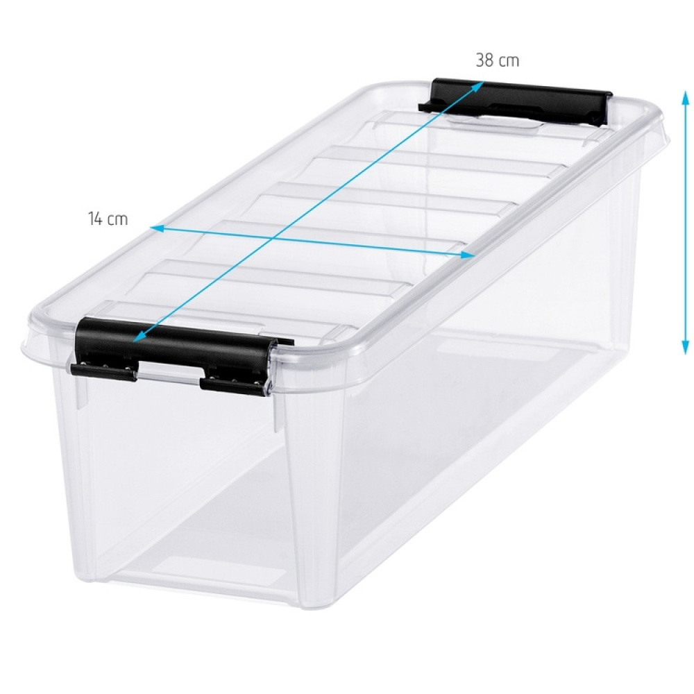Box, Oblong, SMARTSTORE 3,5L, CLASSIC, 38 x 14 x H 11 cm, Transparent / Black in the group Storage / Storage boxes / SmartStore storage boxes at SmartaSaker.se (41859)
