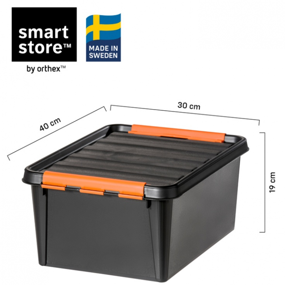 Storage Box, Extra durable, SMARTSTORE 14L PRO, 40 x 30 x H19cm, Black in the group Storage / Kitchen storage / Storage bins and jars / SmartStore at SmartaSaker.se (41863)