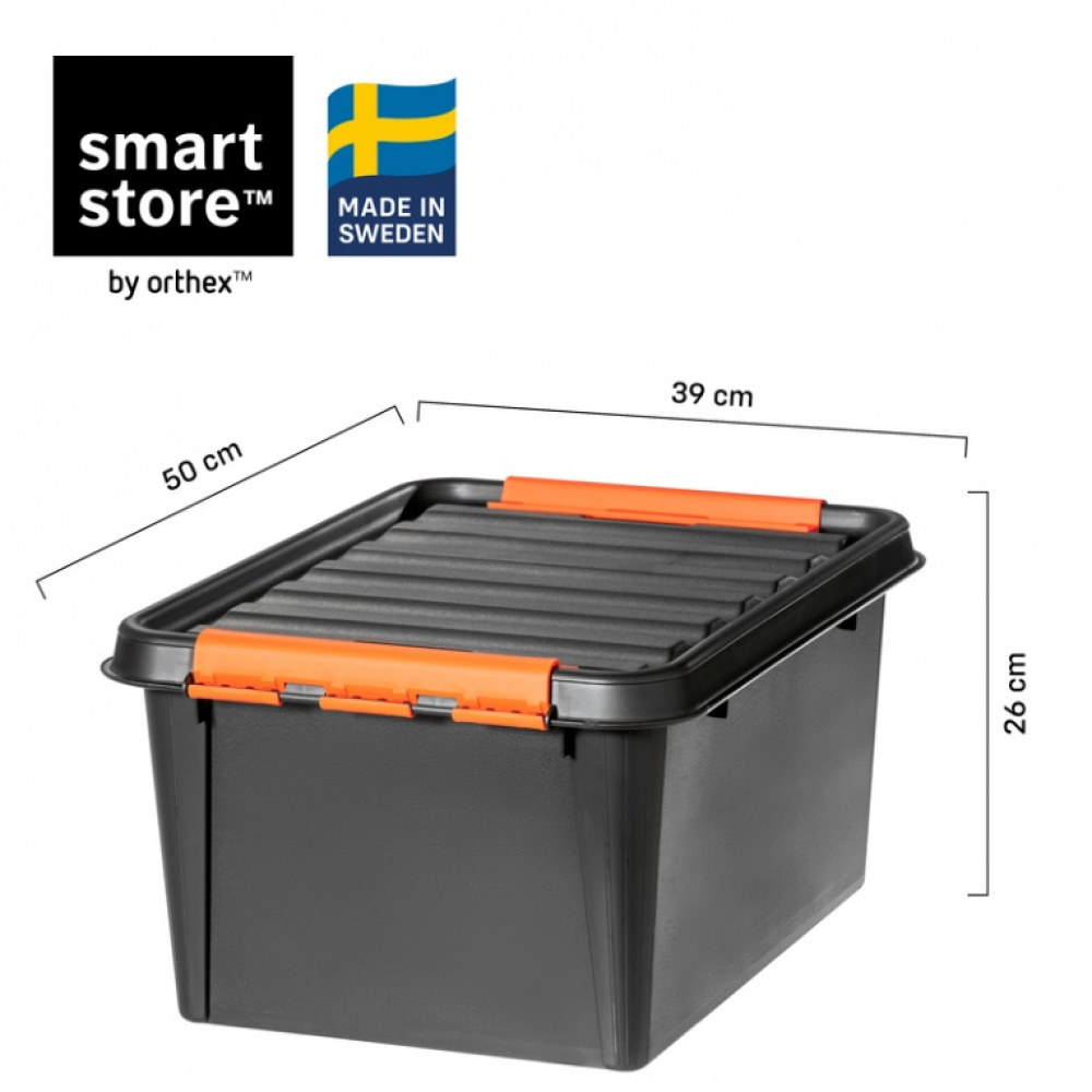 Storage Box, Extra durable, SMARTSTORE 31L PRO 50 x 39 x 26 cm, Black in the group Storage / Kitchen storage / Storage bins and jars / SmartStore at SmartaSaker.se (41864)