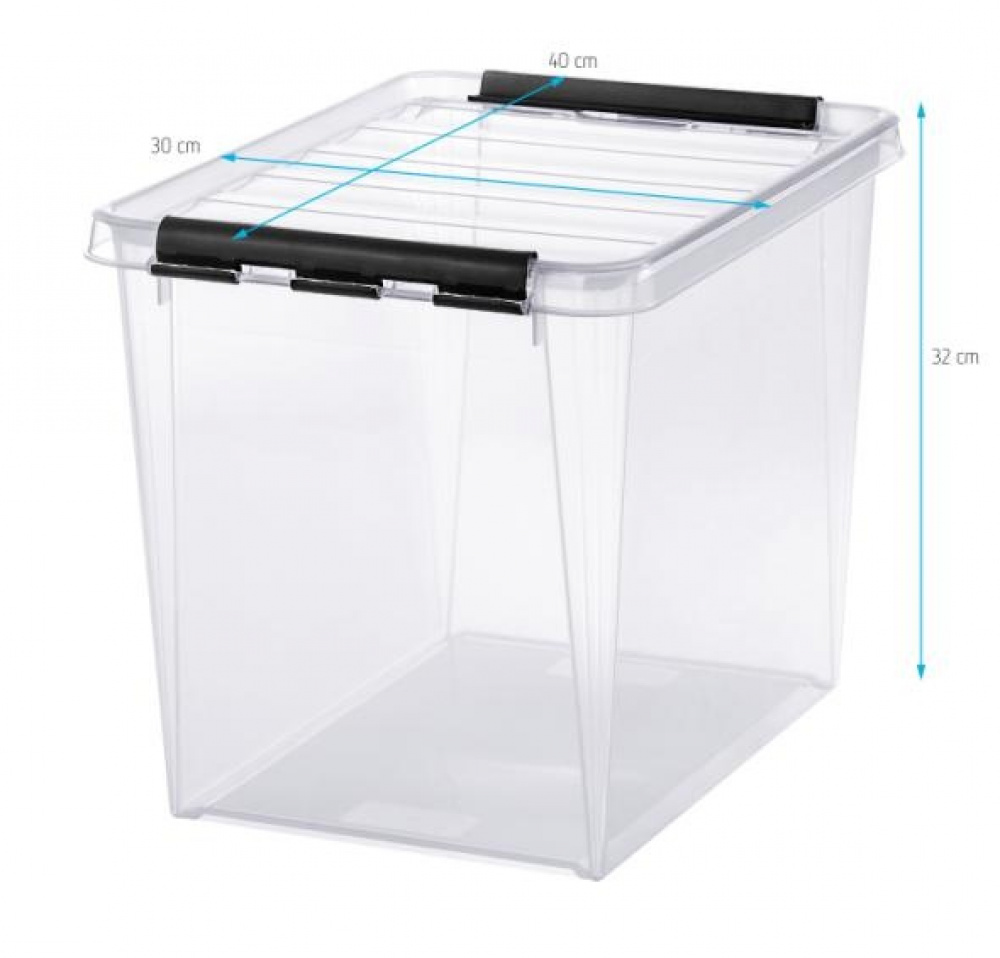 Storage Box, High, SMARTSTORE 25L. CLASSIC, 40 x 30 x H32 cm, Clear / Black in the group Storage / Storage boxes / SmartStore storage boxes at SmartaSaker.se (41866)