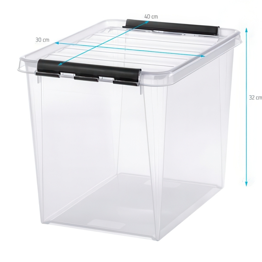 Storage Box, High, SMARTSTORE 25L. CLASSIC, 40 x 30 x H32 cm, Clear / Black in the group Storage / Popular brands / SmartStore at SmartaSaker.se (41866)