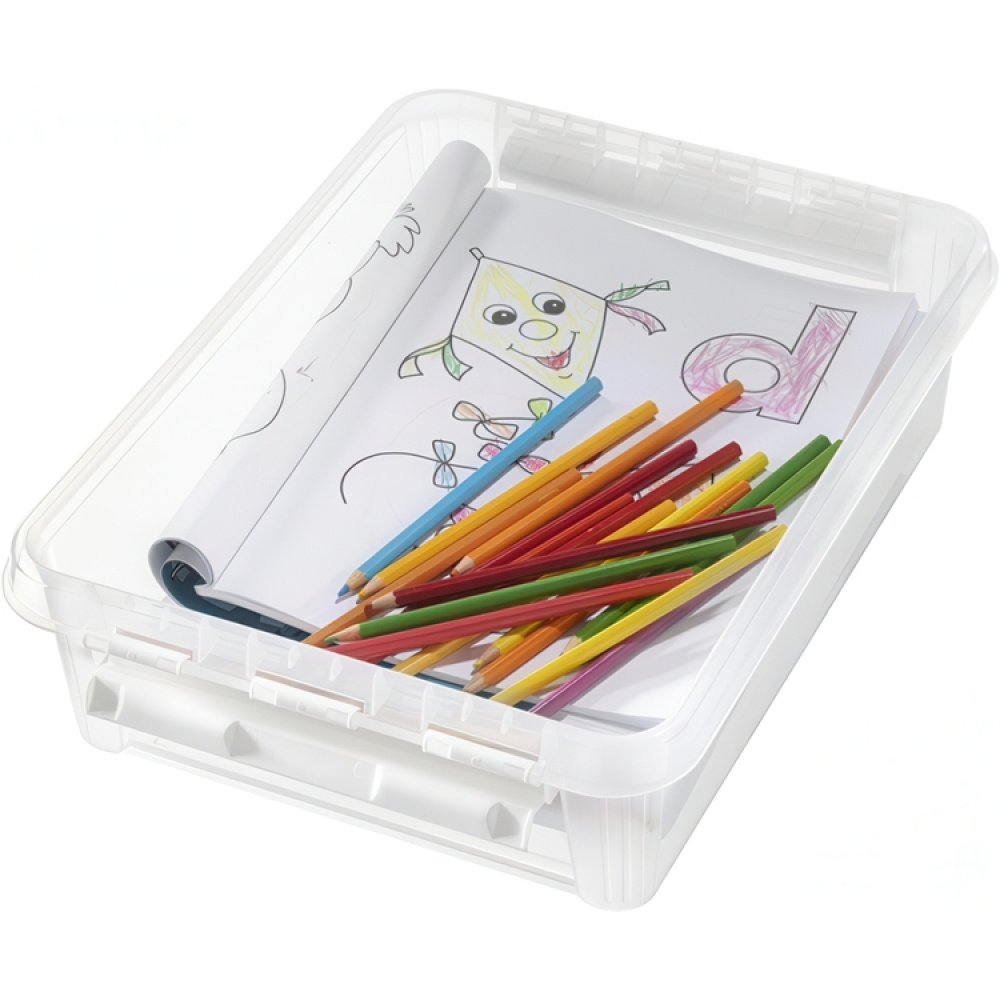 Storage Box, SMARTSTORE 7,4L HOME, 40 x 30 x H11 cm, Clear / White in the group Storage / Storage boxes / SmartStore storage boxes at SmartaSaker.se (41871)