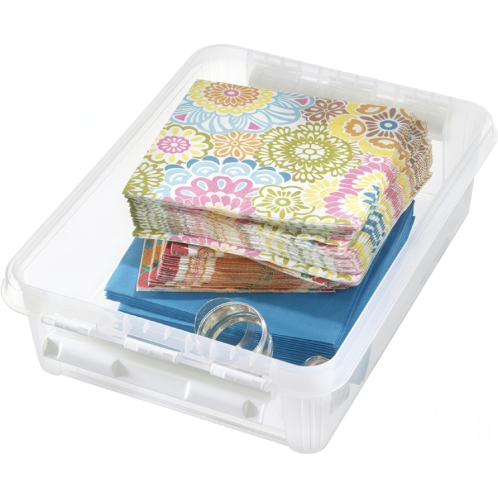 Storage Box, SMARTSTORE 7,4L HOME, 40 x 30 x H11 cm, Clear / White in the group Storage / Storage boxes / SmartStore storage boxes at SmartaSaker.se (41871)