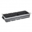 Sorting box, Oblong, with 6 inserts, EZY SORT IT, 35 x 15.5 x H 7 cm, Transparent / Grey