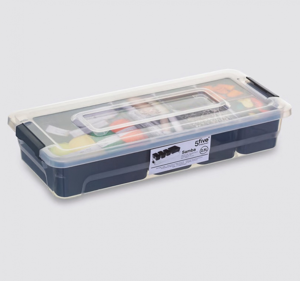 Sorting box, Oblong, with 6 inserts, EZY SORT IT, 35 x 15.5 x H 7 cm, Transparent / Grey in the group Storage / Storage boxes at SmartaSaker.se (41873)