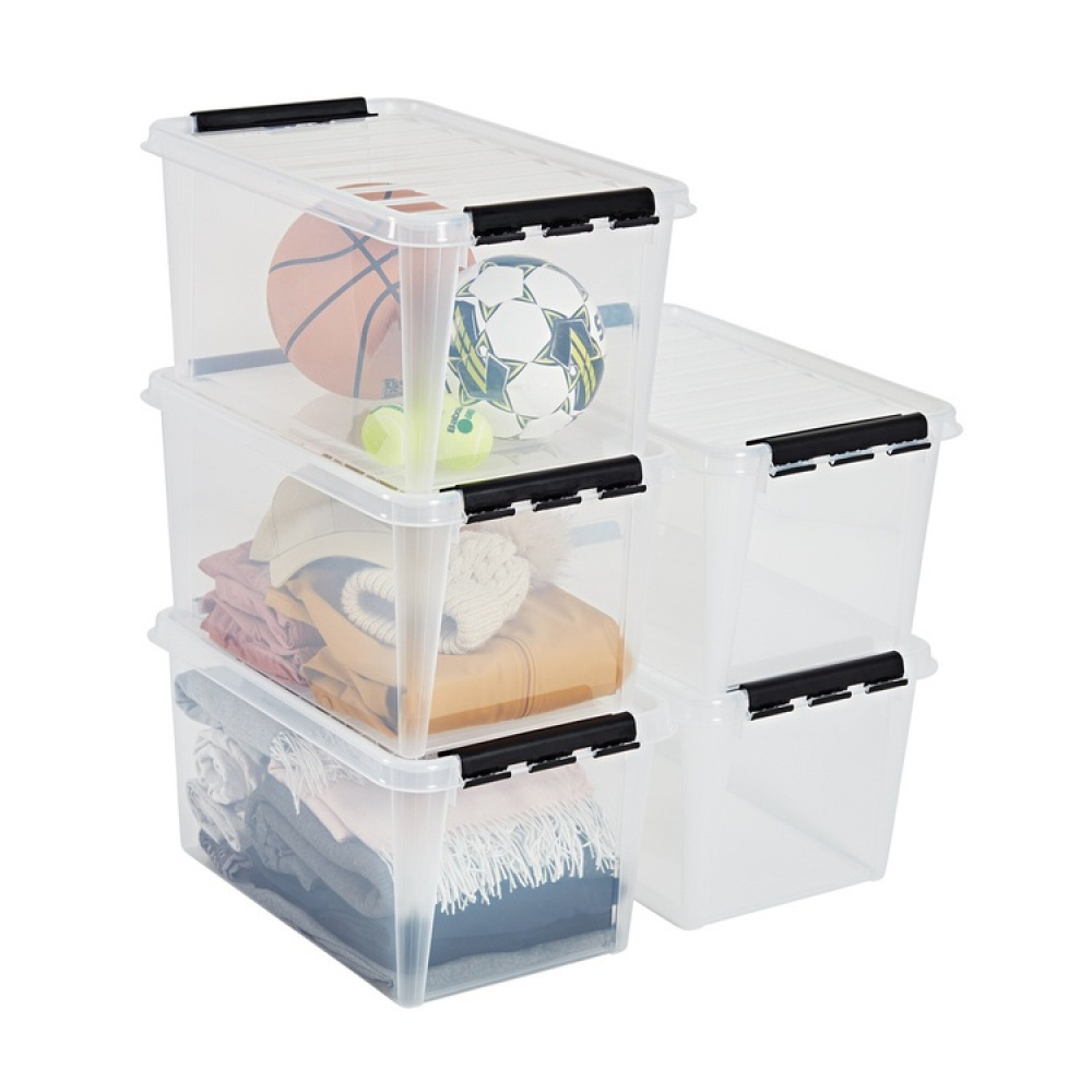 Box, Large, SMARTSTORE 46L, CLASSIC, 59 x 39 x H31 cm, Transparent / Black in the group Storage / Storage boxes at SmartaSaker.se (41879)
