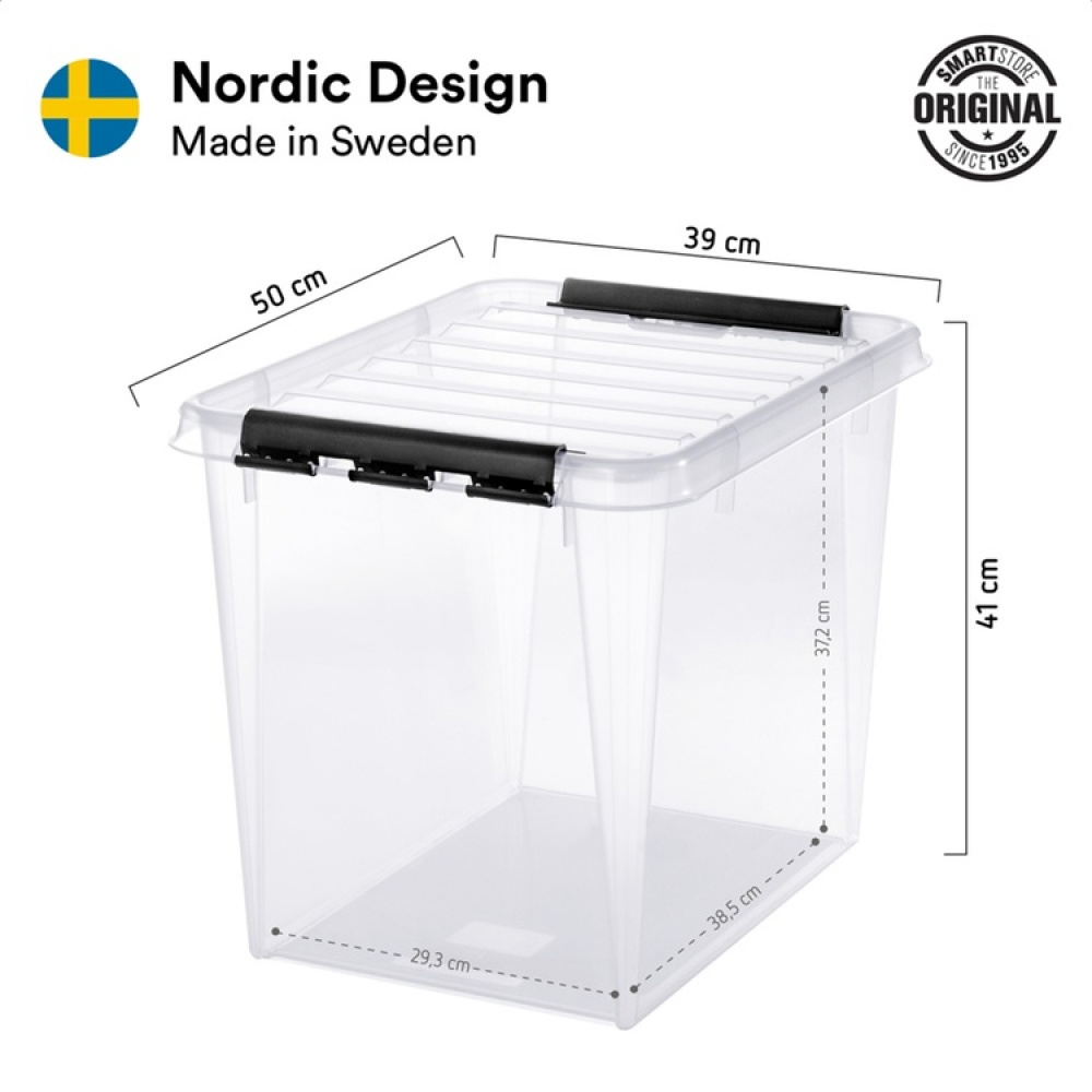 Box, Large, SMARTSTORE 52L, CLASSIC, 50 x 39 x H 41 cm, Transparent / Black in the group Storage / Storage boxes at SmartaSaker.se (41880)