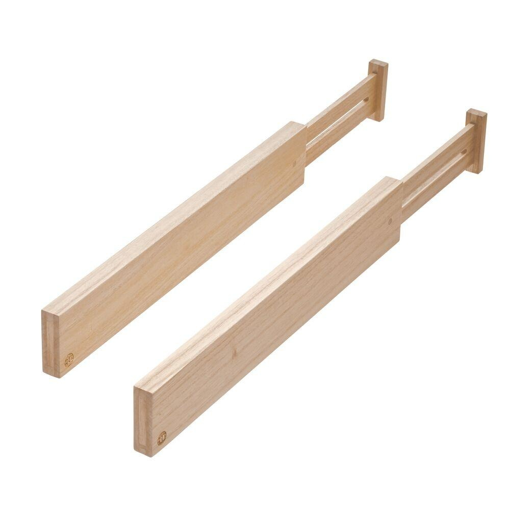 Adjustable drawer dividers, Set of 2, PAULOWNIA ECO WOOD DIVIDERS, 42 - 57 x H 6,4 cm, Natural in the group Storage / Kitchen storage / Kitchen cabinet organizers at SmartaSaker.se (41885)