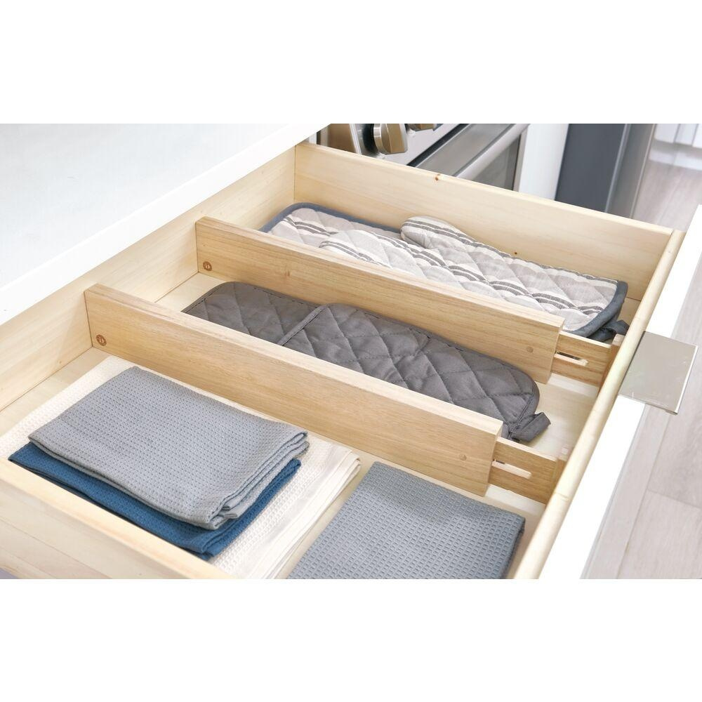 Adjustable drawer dividers, Set of 2, PAULOWNIA ECO WOOD DIVIDERS, 42 - 57 x H 6,4 cm, Natural in the group Storage / Kitchen storage / Kitchen cabinet organizers at SmartaSaker.se (41885)