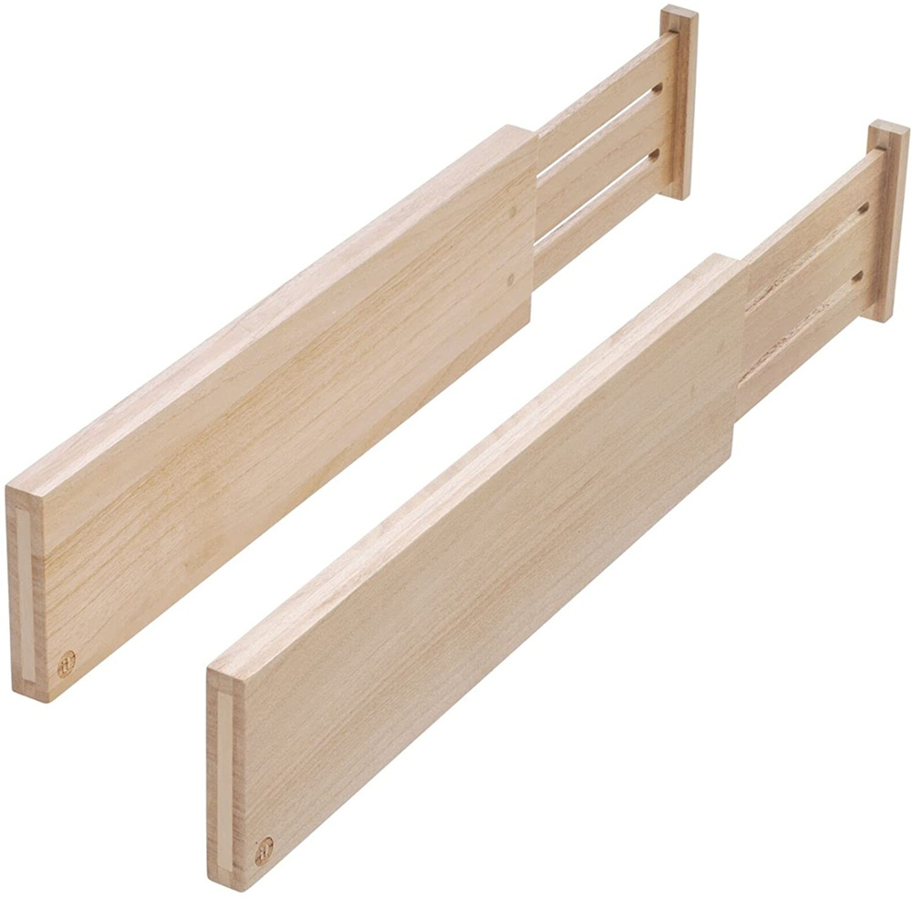 Adjustable drawer dividers, Set of 2, PAULOWNIA ECO WOOD HIGH DIVIDERS, 42 - 57 x H 10,2 cm, Natural in the group Storage / Kitchen storage / Kitchen cabinet organizers at SmartaSaker.se (41886)