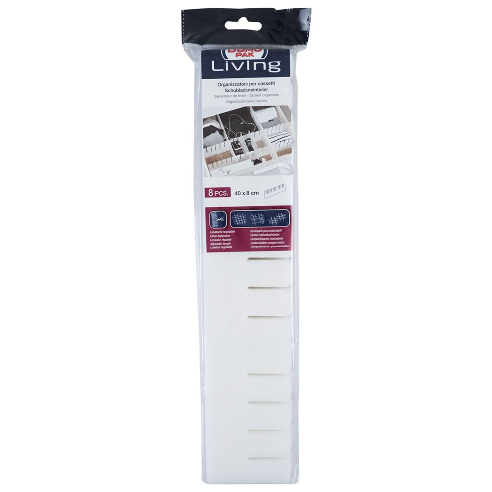Drawer divider, Set of 8, DIVIDER ORGANIZER, 40 x H 8 cm, White in the group Storage / Wardrobe storage / Sorting boxes at SmartaSaker.se (41887)