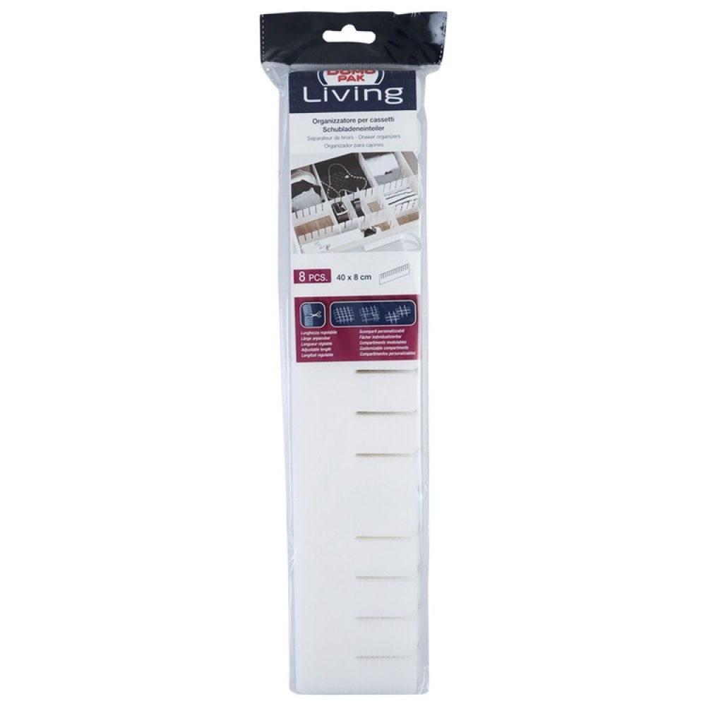 Drawer divider, Set of 8, DIVIDER ORGANIZER, 40 x H 8 cm, White in the group Storage / Wardrobe storage / Sorting boxes at SmartaSaker.se (41887)