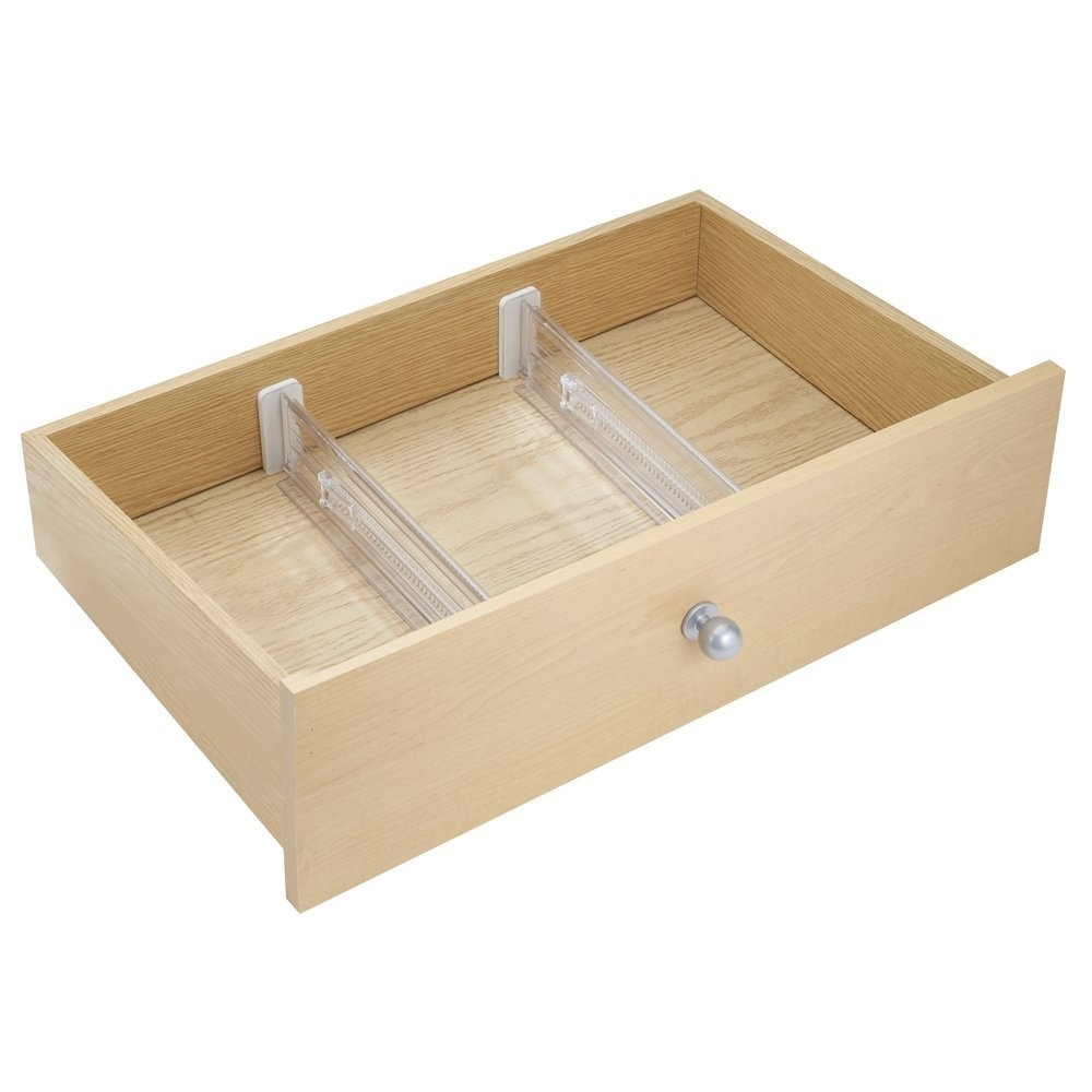 Adjustable drawer dividers, Low, Set of 2, LOCKS IN PLACE, 34,6 - 52,7 x H 6 cm, Transparent in the group Storage / Kitchen storage / Kitchen cabinet organizers at SmartaSaker.se (41889)