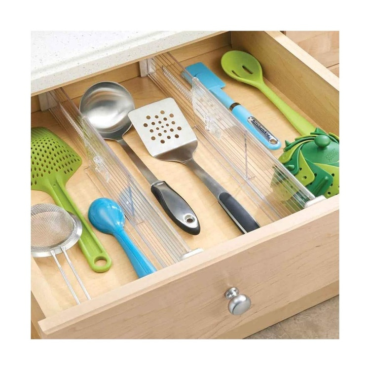 Adjustable drawer dividers, High, Set of 2, 33,7 - 51,4 x H 10,2 cm, Transparent in the group Storage / Kitchen storage / Kitchen cabinet organizers at SmartaSaker.se (41890)