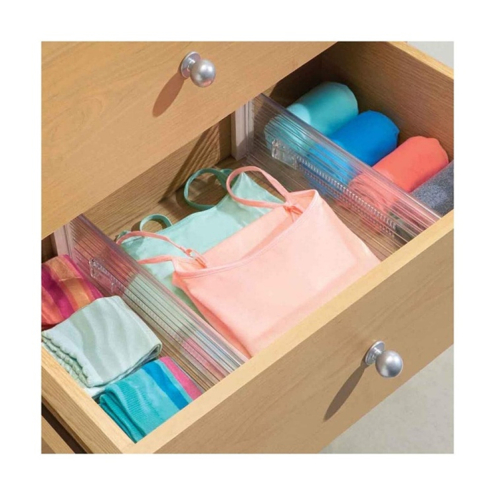 Adjustable drawer dividers, High, Set of 2, 33,7 - 51,4 x H 10,2 cm, Transparent in the group Storage / Kitchen storage / Kitchen cabinet organizers at SmartaSaker.se (41890)