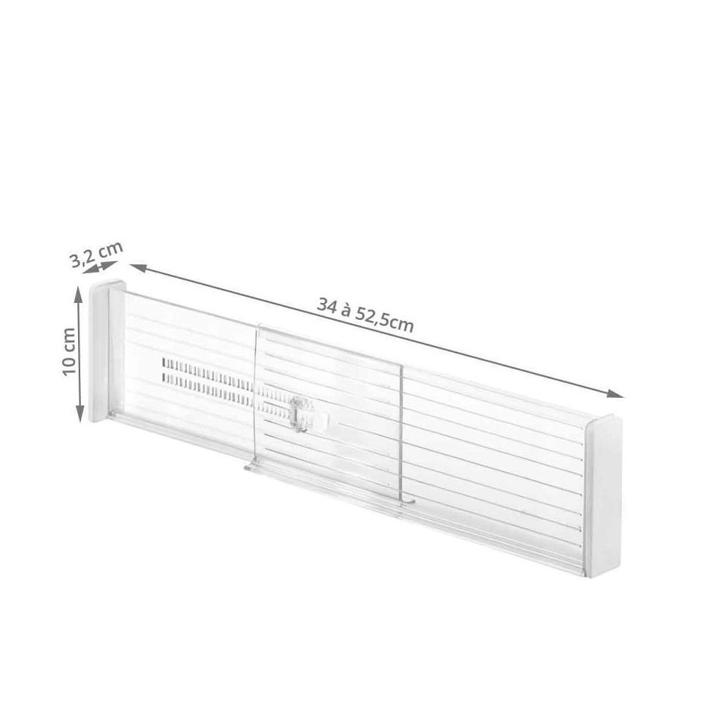 Adjustable drawer dividers, High, Set of 2, 33,7 - 51,4 x H 10,2 cm, Transparent in the group Storage / Kitchen storage / Kitchen cabinet organizers at SmartaSaker.se (41890)