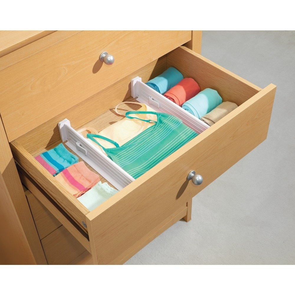 Adjustable drawer dividers, Low, Set of 2, LOCKS IN PLACE, 35 - 53 x H 6 cm, White in the group Storage / Kitchen storage / Kitchen cabinet organizers at SmartaSaker.se (41891)