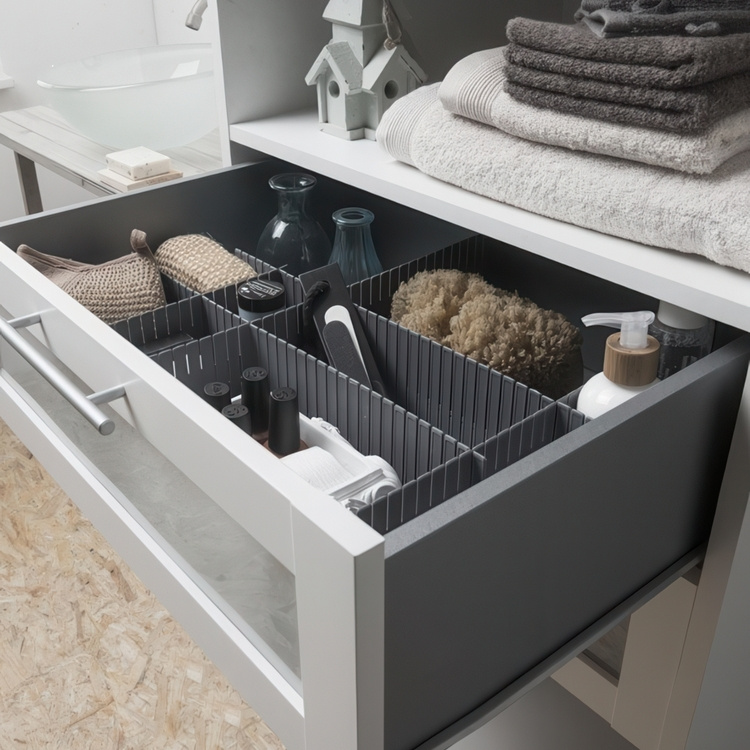 Drawer dividers, Set of 6, FREE DRAWER ORGANISER, 44 x H 10 cm, Grey in the group Storage / Wardrobe storage / Sorting boxes at SmartaSaker.se (41894)