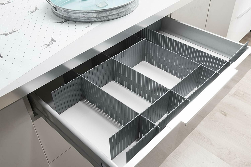 Drawer dividers, Set of 6, FREE DRAWER ORGANISER, 44 x H 10 cm, Grey in the group Storage / Wardrobe storage / Sorting boxes at SmartaSaker.se (41894)