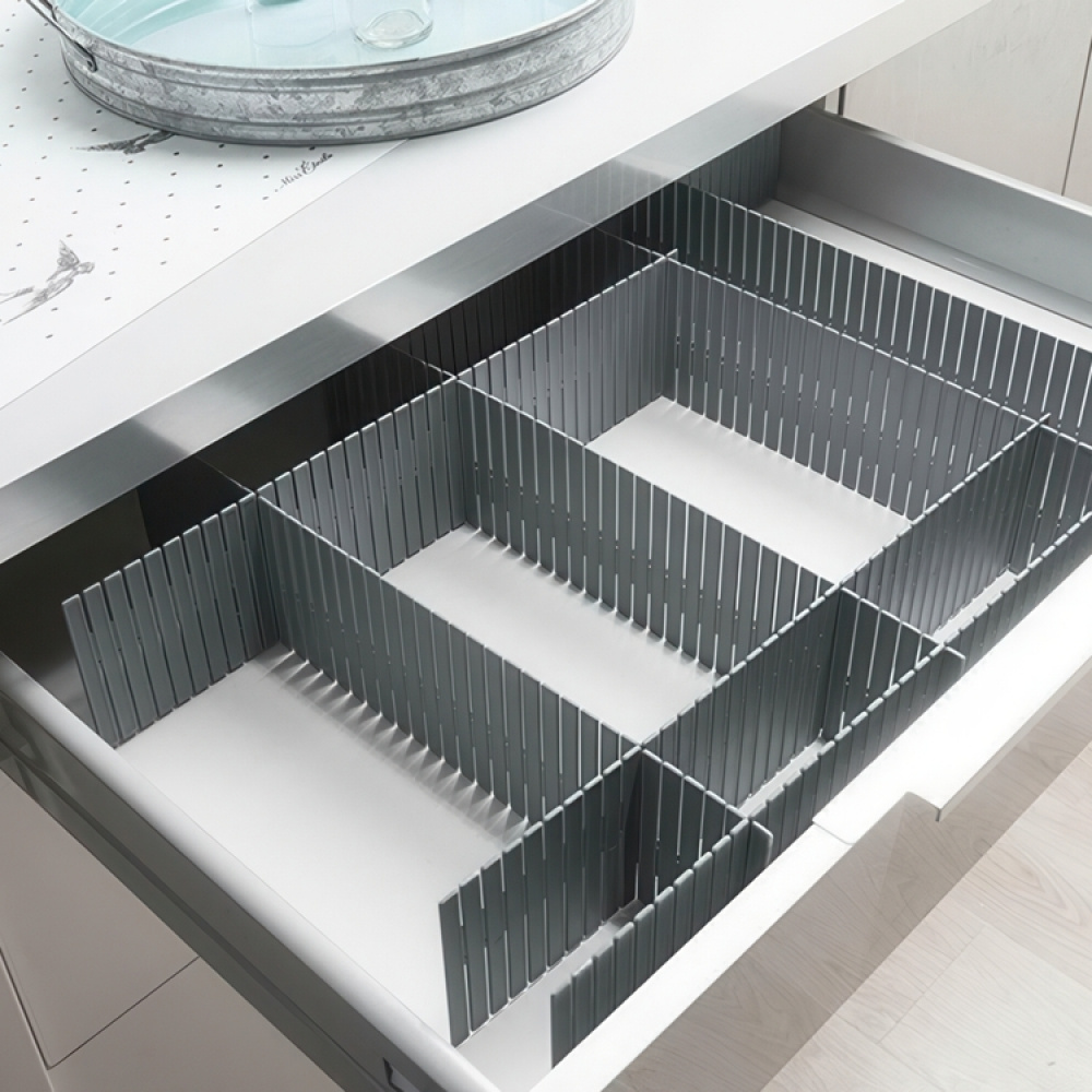 Drawer dividers, Set of 6, FREE DRAWER ORGANISER, 44 x H 10 cm, Grey in the group Storage / Wardrobe storage / Sorting boxes at SmartaSaker.se (41894)