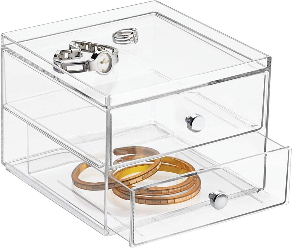 Two drawer box storage, ID CLARITY VANITY DRAWER, 16,5 x 16,5 x H 12,7 cm, Clear in the group Storage / Bathroom storage / Makeup storage at SmartaSaker.se (41895)